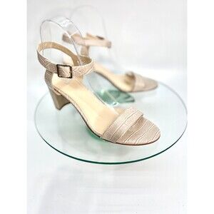 Nine West Pixel Sandals Beige Croc Embossed Open Toe